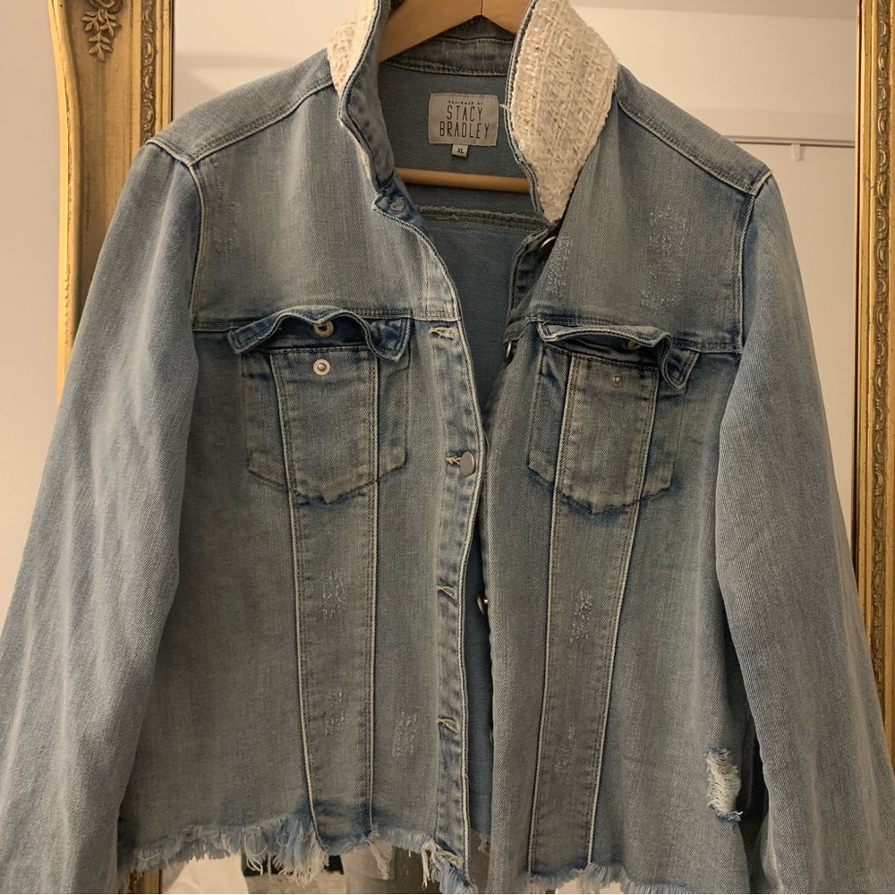 Stacy Bradley new without tags light denim and tweed jacket.